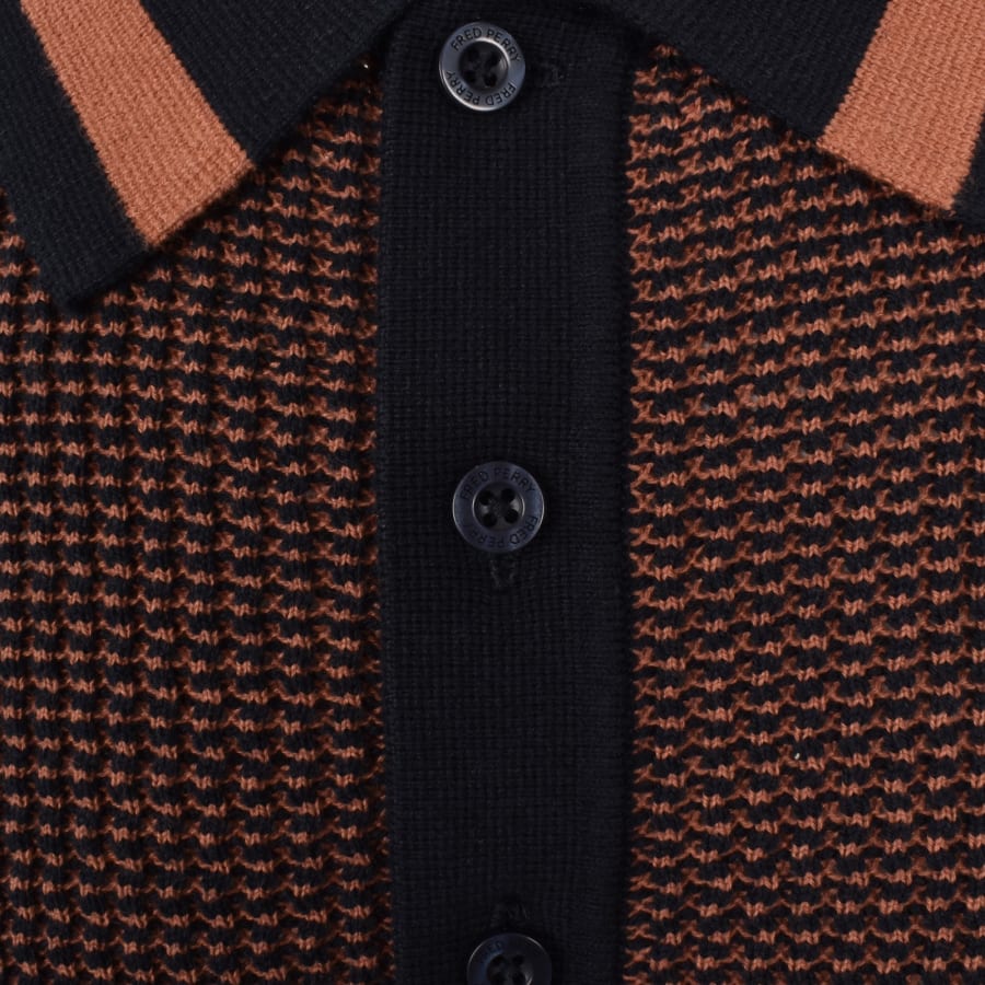 Fred Perry Textured Knit Polo Shirt Navy | Mainline Menswear
